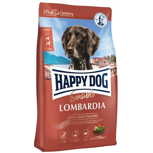 Happy Dog Lombardia 4 kg (kačica & talianska ryža) bez pšenice