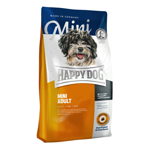 Happy Dog Mini Adult 4 kg (hydina, losos, ryby, jahňacina, vajcia a morské mušle)