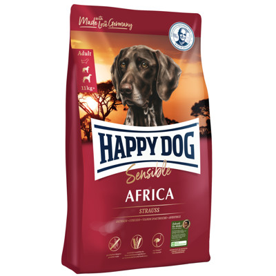 Happy Dog Africa 12,5 kg (pštros & zemiaky) bez lepku a bez obilia